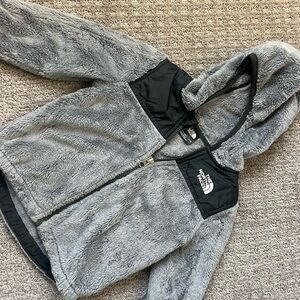 The North Face Kids Gray and Black Fleece Puffer Jacket